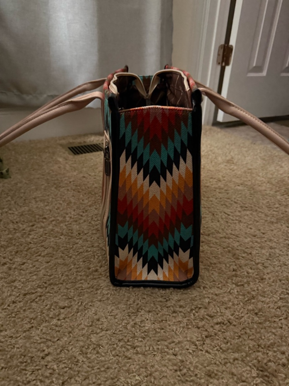 Wrangler Aztec Tote in Teal, Red, Mustard and Beige - Picture 6 of 6